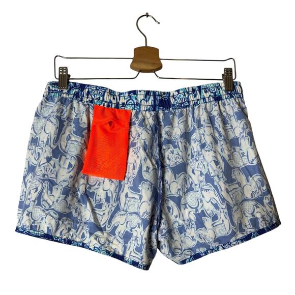 Lilly Pulitzer Medium 3" Nylon Run Around Shorts in Blue Elephant Get Trunky - Picture 9 of 11